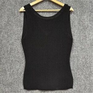 Massimo Dutti mesh knit sleeveless tank top SM deep V plunge back quiet luxury